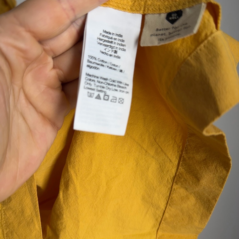 Madewell Yellow Flutter Sleeve Square Neck Mini Dress Pockets NK479 Womens Sz XL - Picture 11 of 13